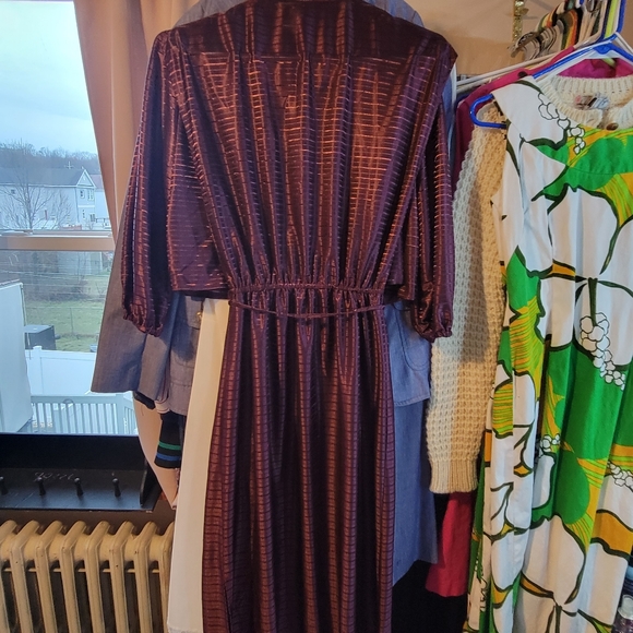 Purple disco style light linen dress - Picture 4 of 6